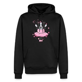 BORDER COLLIE Ballerine - Sweat à capuche Premium bio Homme - noir - Devant - Nico (187cm)