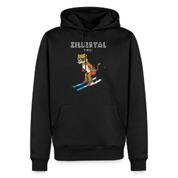 Zillertal Tirol Österreich Retro Ski Tiger - Männer Premium Bio Hoodie - Schwarz - Vorne - Nico (187cm)