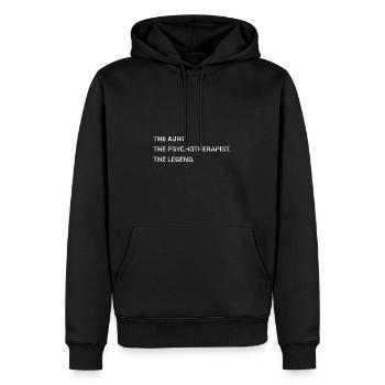 The Aunt The Psychotherapist The Legend - Men’s Premium Organic Hoodie - black - Front - Nico (187cm)