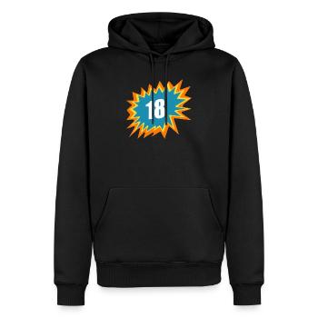 18 anniversaires - Sweat à capuche Premium bio Homme - noir - Devant - Nico (187cm)