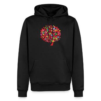 Illustration d’arbre de coeur avec des feuilles colorées - Sweat à capuche Premium bio Homme - noir - Devant - Nico (187cm)