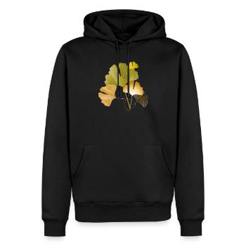 Feuilles élégantes de ginkgo doré et vert - Sweat à capuche Premium bio Homme - noir - Devant - Nico (187cm)