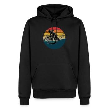 Radstunt im Retro MTB Downhill Mountainbike - Männer Premium Bio Hoodie - Schwarz - Vorne - Nico (187cm)