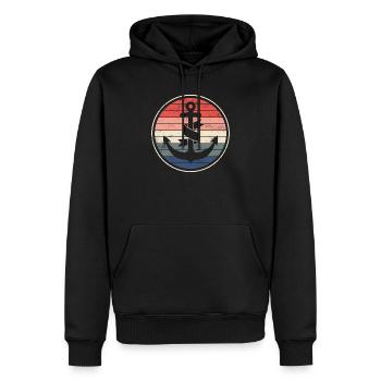 Bateau bateau capitaine - Sweat à capuche Premium bio Homme - noir - Devant - Nico (187cm)