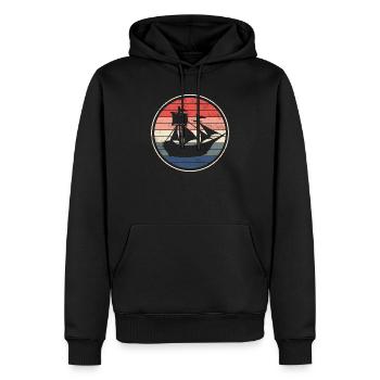 Bateau voilier - Sweat à capuche Premium bio Homme - noir - Devant - Nico (187cm)