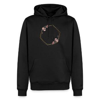 Élégance géométrique avec des fleurs roses - Sweat à capuche Premium bio Homme - noir - Devant - Nico (187cm)