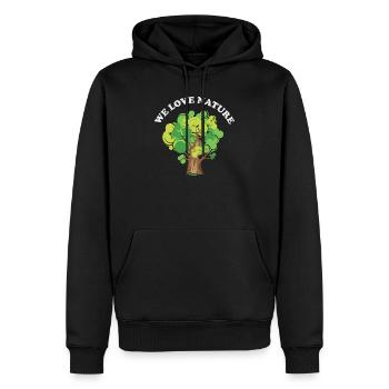 Wald Baum Illustration Naturliebe Symbol Logo - Männer Premium Bio Hoodie - Schwarz - Vorne - Nico (187cm)