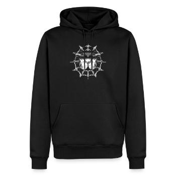 Araignée effrayante avec une toile d’araignée cool - Sweat à capuche Premium bio Homme - noir - Devant - Nico (187cm)