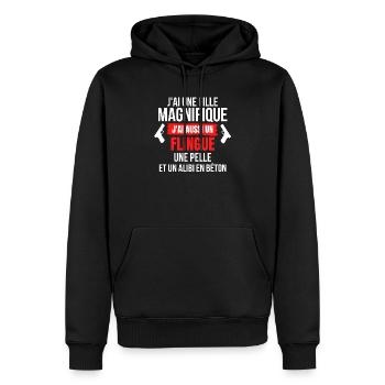 père et fille, mère et fille - Sweat à capuche Premium bio Homme - noir - Devant - Nico (187cm)