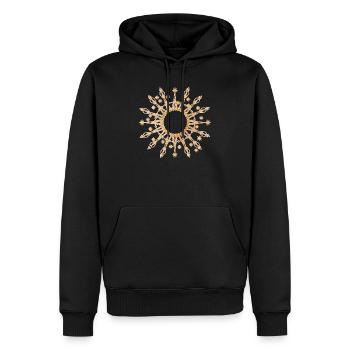 strahlender goldener Stern als Rahmen - Männer Premium Bio Hoodie - Schwarz - Vorne - Nico (187cm)