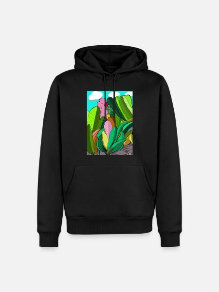 PINK CACTUS - Sweat à capuche Premium bio Homme - noir