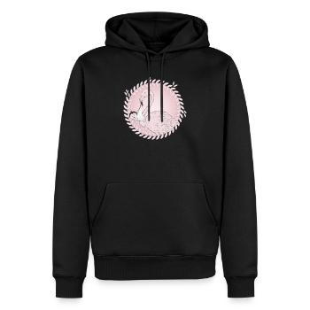 Flamingo bringt das Baby anstatt der Storch - Männer Premium Bio Hoodie - Schwarz - Vorne - Nico (187cm)
