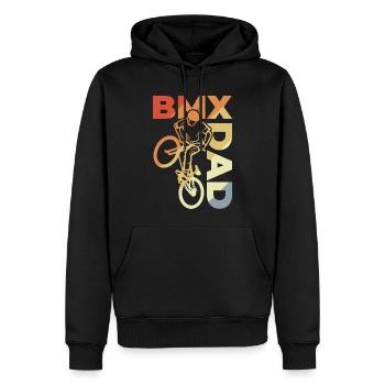 Papa BMX - Sweat à capuche Premium bio Homme - noir - Devant - Nico (187cm)
