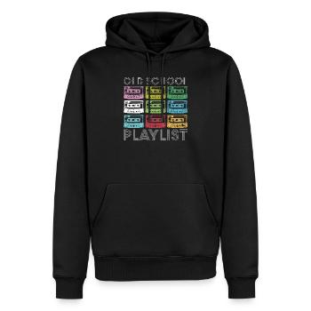 Tirage en grille de cassettes arc-en-ciel - Sweat à capuche Premium bio Homme - noir - Devant - Nico (187cm)