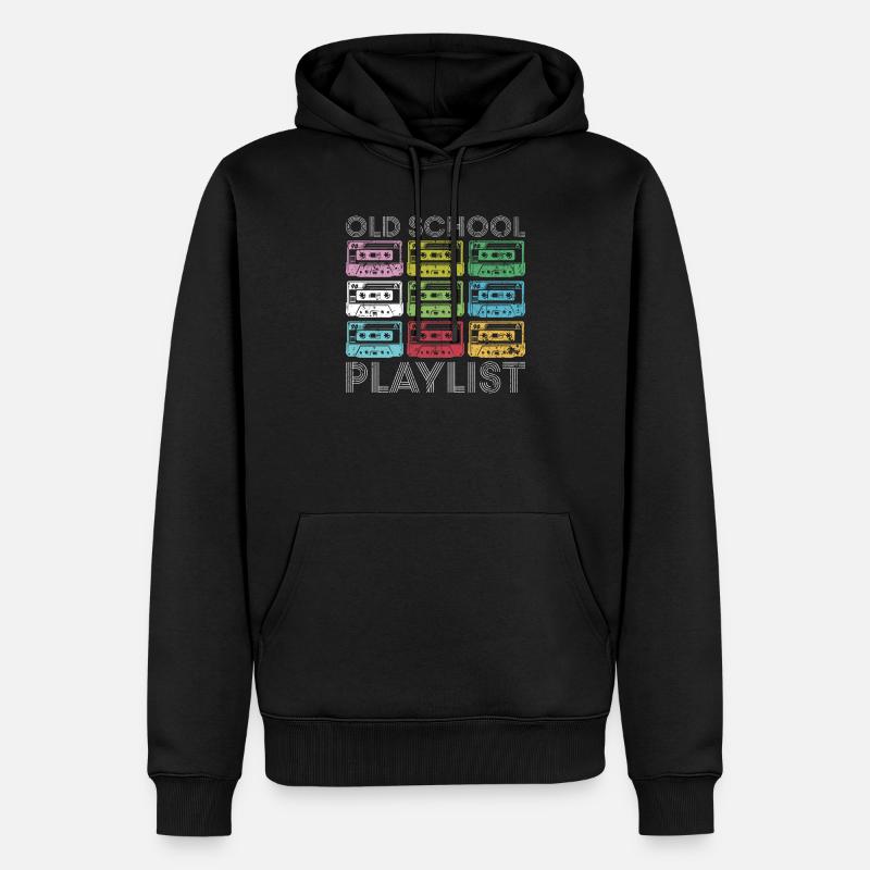 Rainbow Cassette Grid Print - Men’s Premium Organic Hoodie - black