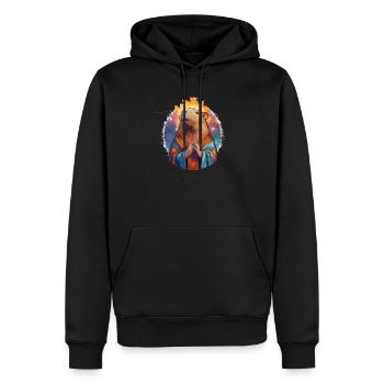 Cabybara Jésus - Sweat à capuche Premium bio Homme - noir - Devant - Nico (187cm)