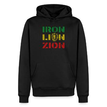 iron lion zion, rasta colours - Sweat à capuche Premium bio Homme - noir - Devant - Nico (187cm)