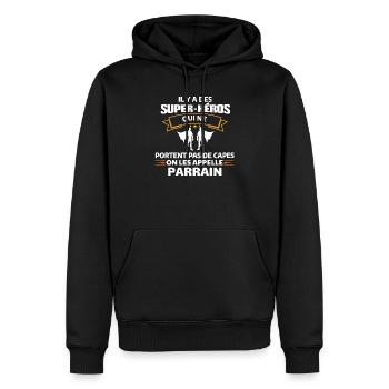Citations de Super-Héros Amusantes - Sweat à capuche Premium bio Homme - noir - Devant - Nico (187cm)