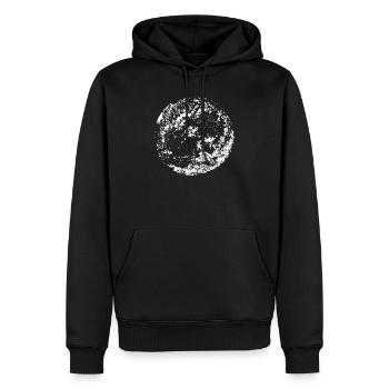 Cercle | L’art | Lune | L’amour de la vraie lune - Sweat à capuche Premium bio Homme - noir - Devant - Nico (187cm)