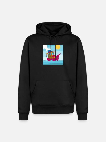 Buntes Bild eines lustigen Schleppers - Männer Premium Bio Hoodie - Schwarz