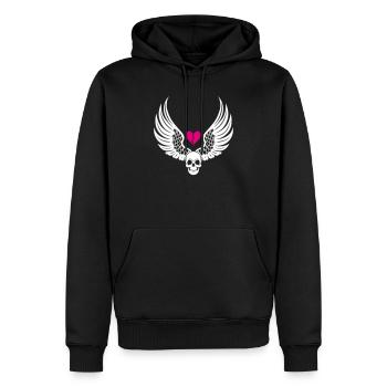 Totenschädel gebrochenes Herz Anti Valentinstag - Männer Premium Bio Hoodie - Schwarz - Vorne - Nico (187cm)