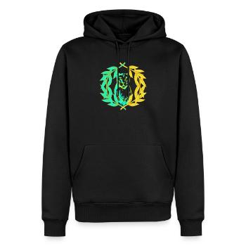Leopard Tiger Katze Lorbeerkranz - Männer Premium Bio Hoodie - Schwarz - Vorne - Nico (187cm)