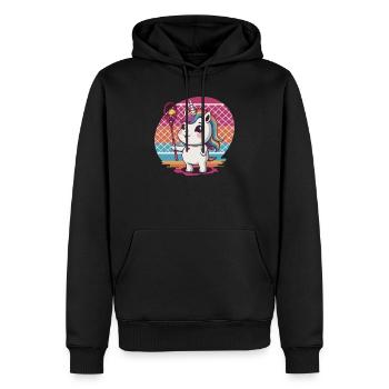 Licorne de tennis - Sweat à capuche Premium bio Homme - noir - Devant - Nico (187cm)