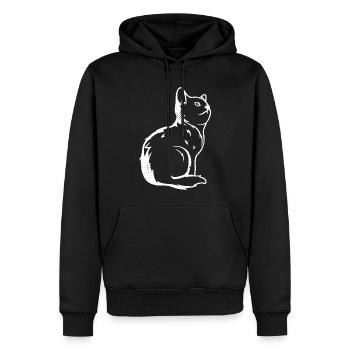 Croquis de chat - Sweat à capuche Premium bio Homme - noir - Devant - Nico (187cm)