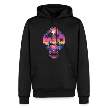 Planche à roulettes vintage - Sweat à capuche Premium bio Homme - noir - Devant - Nico (187cm)