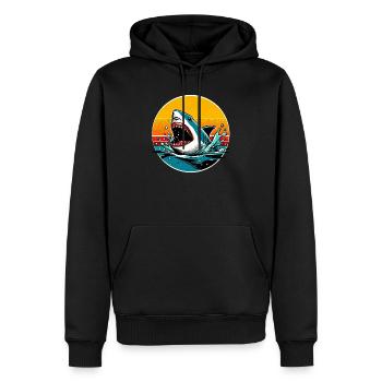 Hai - Männer Premium Bio Hoodie - Schwarz - Vorne - Nico (187cm)