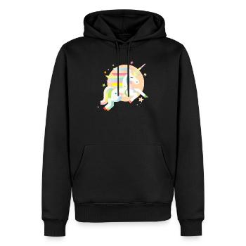 Licorne géométrique délicate – Rêveuse et magique - Sweat à capuche Premium bio Homme - noir - Devant - Nico (187cm)