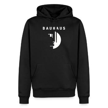 100 ans de l'école de design Bauhaus - Logo du Bau - Sweat à capuche Premium bio Homme - noir - Devant - Nico (187cm)
