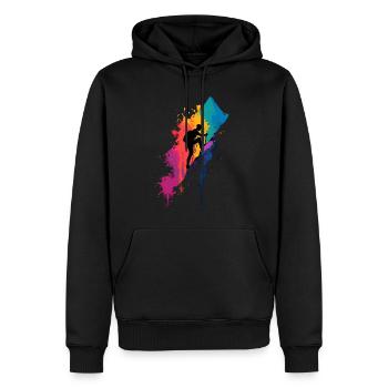 Buntes Bergsteigen Bergsteiger Wandern Klettern - Männer Premium Bio Hoodie - Schwarz - Vorne - Nico (187cm)