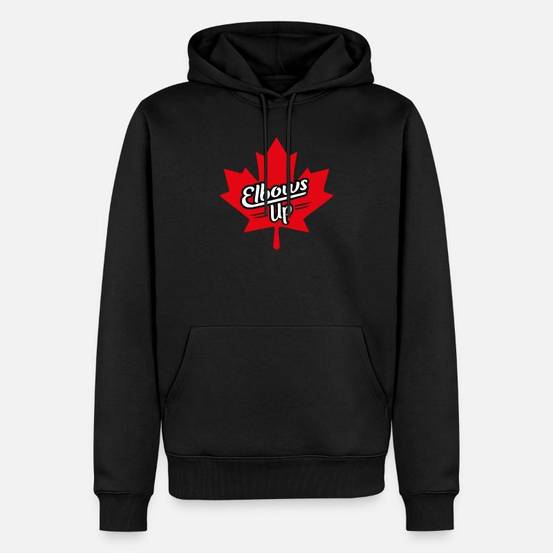 Elbows Up Maple Leaf Design - Männer Premium Bio Hoodie - Schwarz