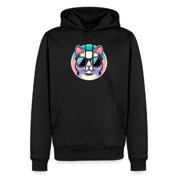 Chat avec des lunettes de soleil en pastel - Sweat à capuche Premium bio Homme - noir - Devant - Nico (187cm)