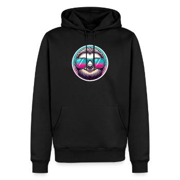 Faultier mit Sonnenbrille in Pastell - Männer Premium Bio Hoodie - Schwarz - Vorne - Nico (187cm)