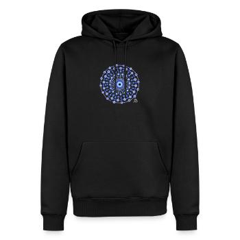 Mandala Schutz - Männer Premium Bio Hoodie - Schwarz - Vorne - Nico (187cm)