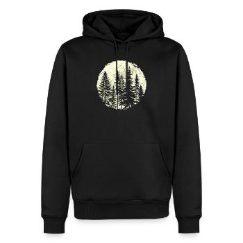 Nachtwald-Silhouette mit Vollmond - Männer Premium Bio Hoodie - Schwarz - Vorne - Nico (187cm)