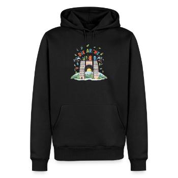 L’Arche de la Joie - Sweat à capuche Premium bio Homme - noir - Devant - Nico (187cm)