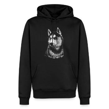 Rauque - Sweat à capuche Premium bio Homme - noir - Devant - Nico (187cm)