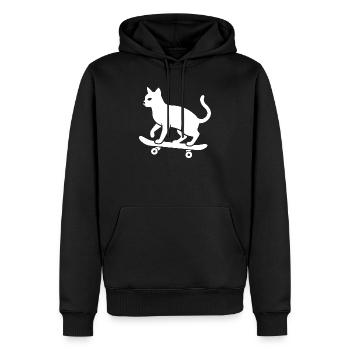 Coole Katze Skateboarder Silhouette Minimalistisch - Männer Premium Bio Hoodie - Schwarz - Vorne - Nico (187cm)
