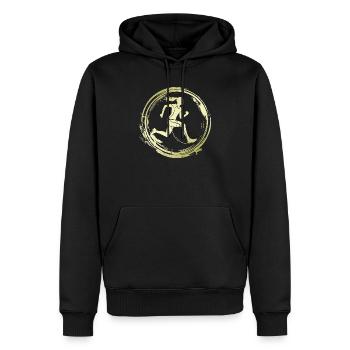 Silhouette de marathon de course à pied - Sweat à capuche Premium bio Homme - noir - Devant - Nico (187cm)