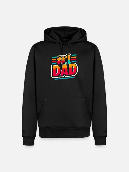 Number One Dad Rainbow Graphic, Fathers - Men’s Premium Organic Hoodie - black