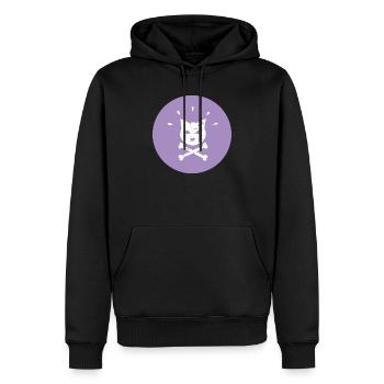 Jolly Roger Punk Katze in  Lila Kreis - Männer Premium Bio Hoodie - Schwarz - Vorne - Nico (187cm)
