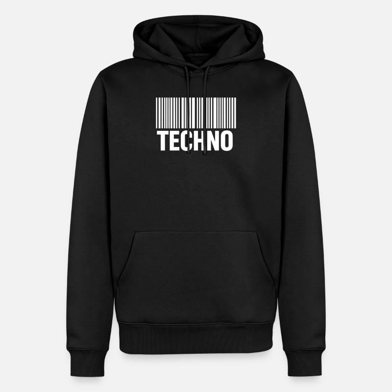 Techno Barcode Muster - Männer Premium Bio Hoodie - Schwarz