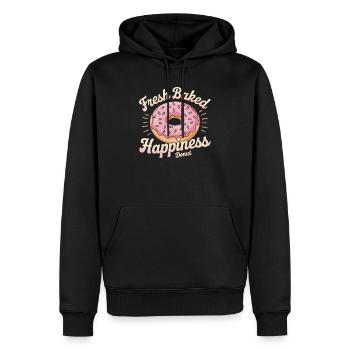 Fresh Baked Happiness – Donut - Männer Premium Bio Hoodie - Schwarz - Vorne - Nico (187cm)