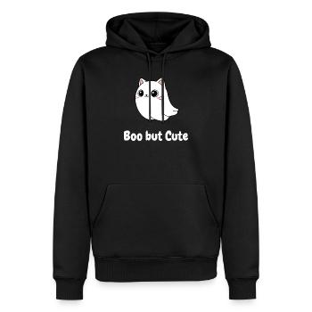 Boo but Cute Katzengeist Illustration - Männer Premium Bio Hoodie - Schwarz - Vorne - Nico (187cm)