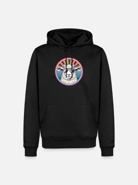 Sun sheep with retro sunglasses - Men’s Premium Organic Hoodie - black