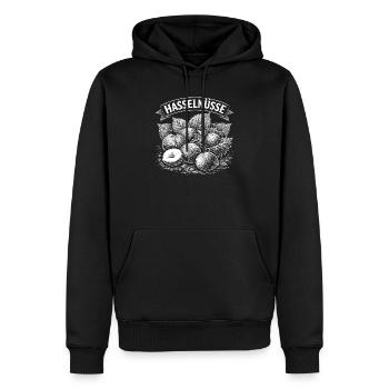 Haselnüsse Banner Illustration - Männer Premium Bio Hoodie - Schwarz - Vorne - Nico (187cm)