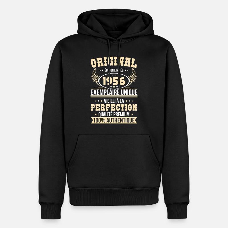 1956 – Einzigartiges Exemplar – Premiumqualität - Männer Premium Bio Hoodie - Schwarz